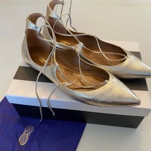 Aquazzura gold flats size 11